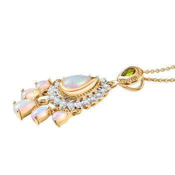 D'Joy AA Nat&uuml;rlicher, &auml;thiopischer Welo Opal Anh&auml;nger mit Kette ca. 50 cm, 925 Silber 750 Gelbgold Vermeil ca. 2.41 ct