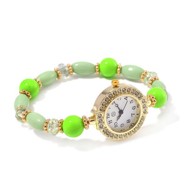 4er Set STRADA - Uhr mit Grün Kristall Armbänder image number 3