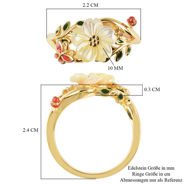 JARDIN KOLLEKTION Gelb Perlmutt und Citrin Blumen Ring 925 Silber Gelbgold Vergoldet image number 5