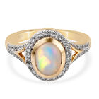 Natürlicher Äthiopischer Opal und Zirkon Ring 925 Silber vergoldet  ca. 1,34 ct image number 0