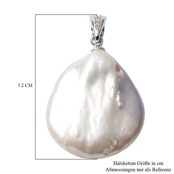 Wei&szlig;e Keshi Perle und Wei&szlig;er Zirkonia Anh&auml;nger 925 Silber rhodiniert ca. 0,07 ct image number 5