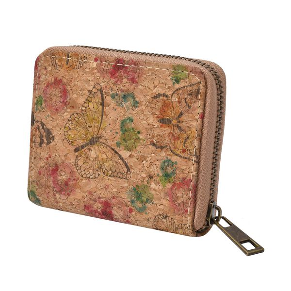 Geldbörse aus Naturkork, Schmetterling mit Blumenmuster image number 2