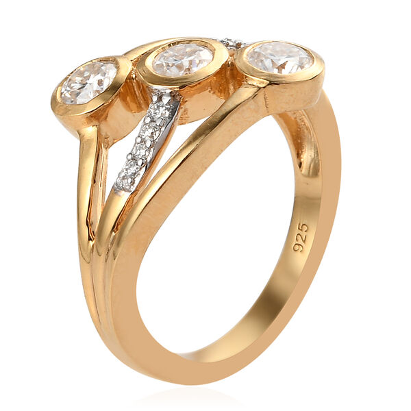 Moissanit-Ring, 925 Silber Gelbgold Vermeil  ca. 0,79 ct image number 6