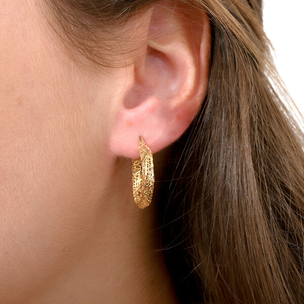 Creolen mit Spalier-Muster, 375 Gelbgold image number 1