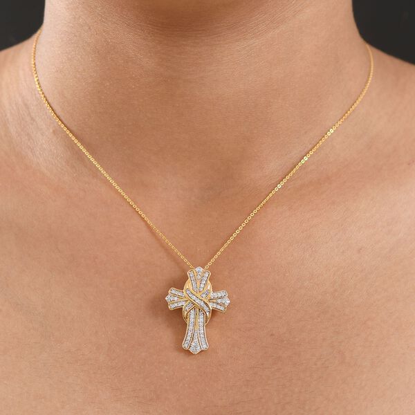 LUXURIANT VS Labor Diamant Anhänger mit 50cm Kette, 925 Silber 750 Gelbgold Vermeil - 0,51 ct. image number 3