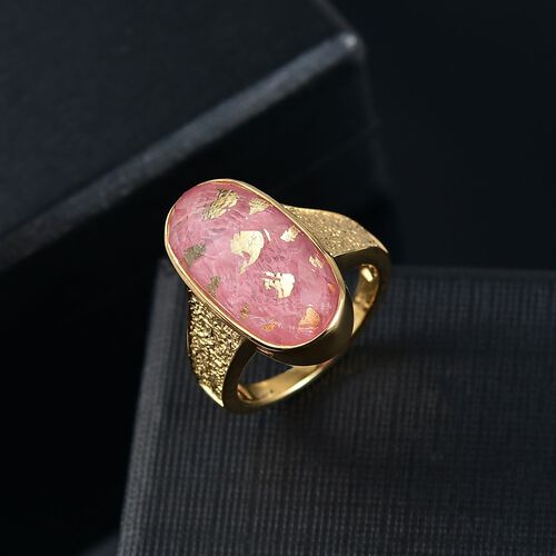 D’joy Blattgold-Quarz Ring 925 Silber 750 Gelbgold Vermeil (Größe 21.00) ca. 11,64 ct image number 1