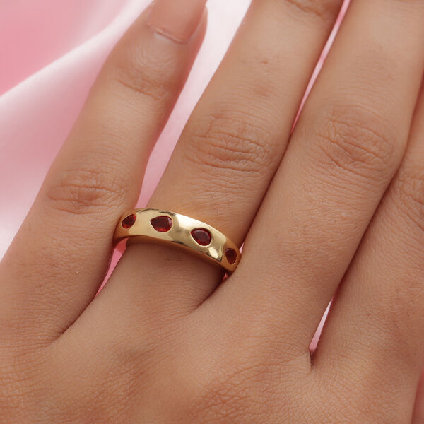 Mexikanischer Kirschfeuer-Opal-Ring, 925 Silber Gelbgold Vermeil  ca. 0,49 ct image number 3