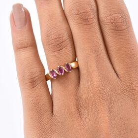 D'Joy Rhodolith Granat Ring, 925 Silber vergoldet - 0,91 ct.