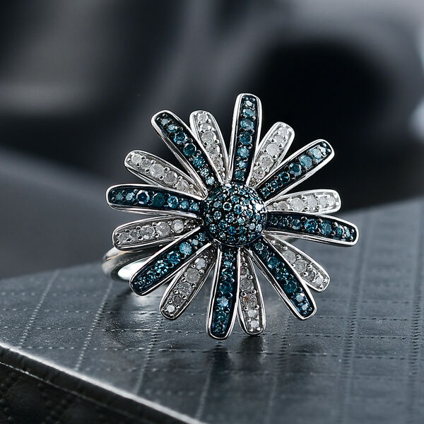 D'Joy blauer und wei&szlig;er Diamant Ring - 1 ct. image number 2