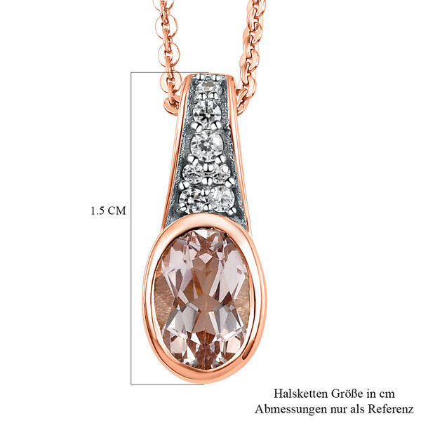 Morganit wei&szlig;er Zirkon-Anh&auml;nger mit Kette, 925 Silber Ros&eacute;gold Vermeil ca. 0.85 ct image number 6