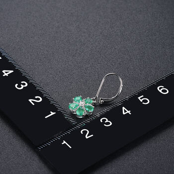 Kagem sambischer Smaragd und Zirkon florale Ohrh&auml;nger in Silber