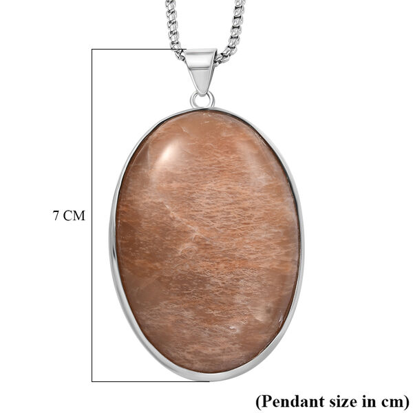 Pfirsich Mondstein Anhänger mit 50cm Kette - 300 ct. image number 5