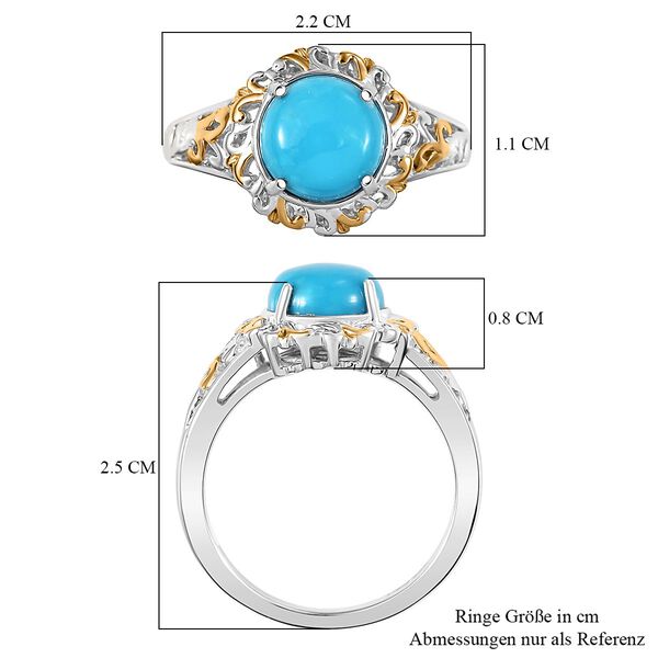 D'Joy AA Sleeping Beauty Türkis Ring 925 Silber Rhodiniert und 750 Gelbgold Vermeil (Größe 19.00) ca. 1.87 ct image number 7