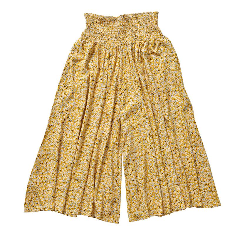 Taillen-Culottes mit Smok-Detail und Blumenmuster, Einheitsgröße, gelb image number 0