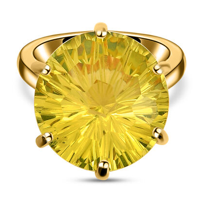 Exklusiver Schliff - Ouro Verde-Quarz Ring, 925 Silber vergoldet (Größe 20.00) ca. 10,62 ct