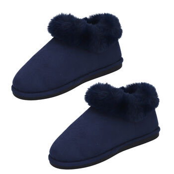 Kuschelige Kunstfell Hausschuhe, 36-37, Dunkelblau