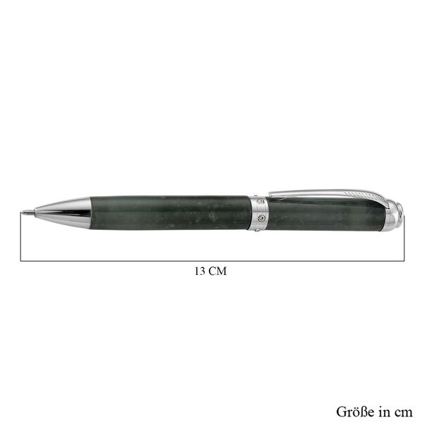 13.4*1.3cm(5.25*0.63inch )Olmec jade pen ( ball pen) ,white crystal,metal:brass,plating:std white,cutting on metal,approx image number 4