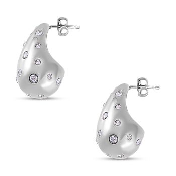 Wei&szlig;er Kristall Ohrringe Reiner Edelstahl