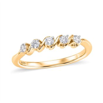 LUXURIANT SI-GH Labor Diamant Half Eternity Ring, 925 Silber 750 Gelbgold Vermeil - 0,25 ct.