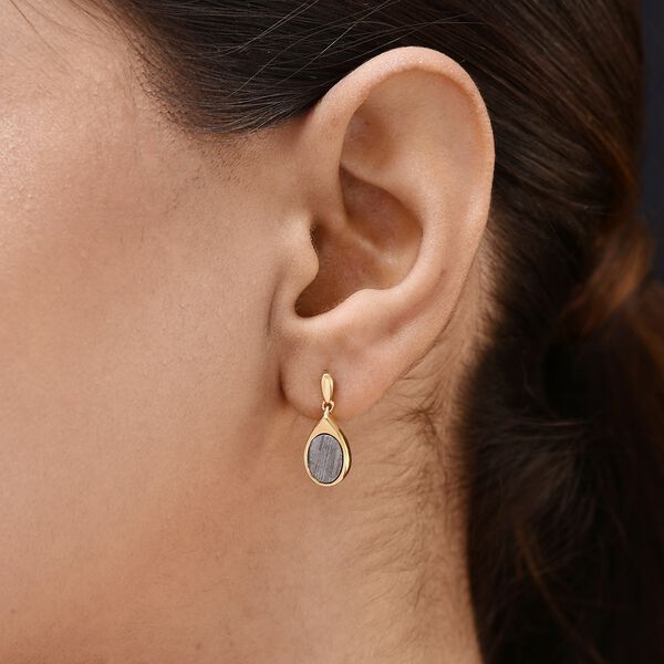 Meteorit Ohrringe 925 Silber vergoldet ca. 7,12 ct image number 3