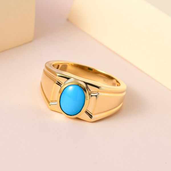 Natürlicher Sleeping Beauty Türkis Ring 925 Silber Gelbgold Vermeil (Größe 21.00) ca. 1.38 ct image number 2