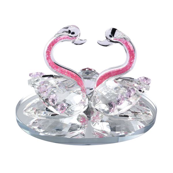 The 5th Season - Zwillings-Kristallschw&auml;ne auf Spiegelplatte, 13x9.5x9cm, rosa image number 5