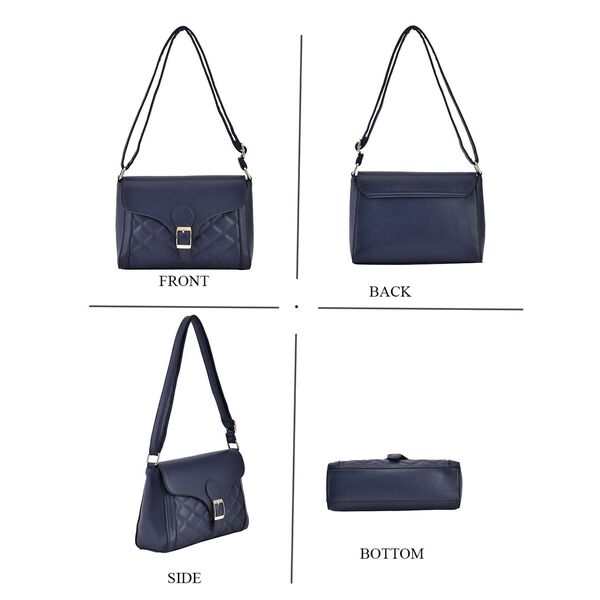 Umhängetasche aus Kunstleder, 27x9,3x18cm, Dunkelblau image number 4