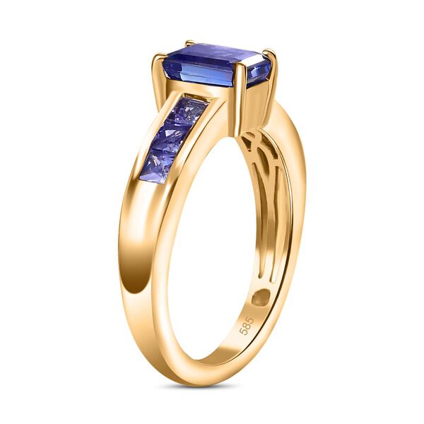 AAA Tansanit (Oktagon Schliff) und AA Tansanit (Carrè Schliff) Ring in 585 Gold - 1,76 ct. image number 6