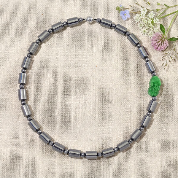 Gr&uuml;ne Jade und Terahertz Halskette, 50 cm - 340 ct. image number 1