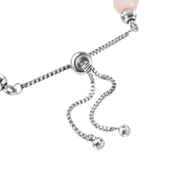 Rosenquarz Flexibles Bolo-Armband, ca. 15-22 cm, Edelstahl ca. 70.00 ct image number 4