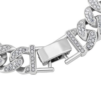 J Francis gefertigt mit SWAROVSKI- Wei&szlig;es Swarovski Kristall Armband in Silberton