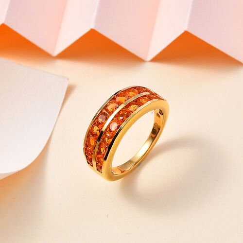 AA Salamanca Feueropal Ring, 925 Silber 750 Gelbgold Vermeil (Größe 19.00) ca. 1.21 ct image number 1