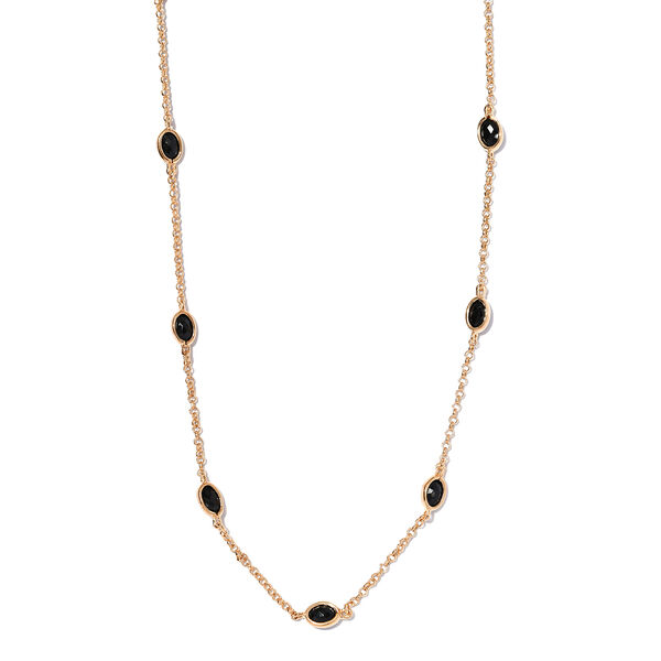 Schwarze Spinell-Halskette, ca. 45 cm, 925 Silber vergoldet, ca. 6,71 ct image number 4