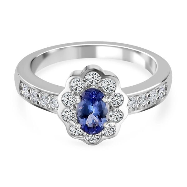 AA Tansanit Ring 925 Silber Platin-&Uuml;berzug