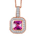 AAA Lab Created Rosa Saphir, Lab Grown Diamant Schmuckset ca. 50 cm 925 Silber 750 Roségold Vermeil ca. 0.40 ct