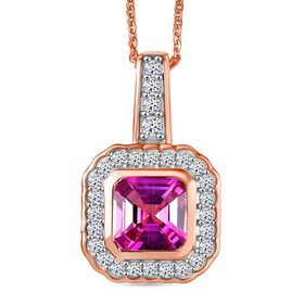 AAA Lab Grown Rosa Saphir, Lab Grown Diamant Schmuckset ca. 50 cm 925 Silber 750 Roségold Vermeil ca. 2.63 ct AAA Lab Grown Rosa Saphir, Lab Grown Diamant Schmuckset ca. 50 cm 925 Silber 750 Roségold Vermeil ca. 2.63 ct