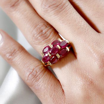 Afrikanischer Rubin (Fissure gef&uuml;llt) Ring 925 Silber vergoldet (Gr&ouml;&szlig;e 16.00) ca. 2,97 ct