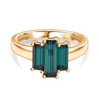 J Francis gefertigt mit SWAROVSKI Smaragd Swarovski Kristall Ring 925 Silber vergoldet (Gr&ouml;&szlig;e 17.00)