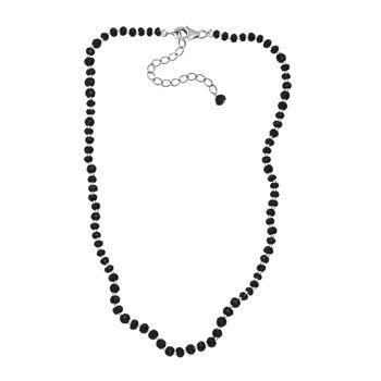 AA Schwarzer Spinell Halskette ca. 45 cm+ 5 cm Extender, 925 Silber rhodiniert ca. 80,00 ct.