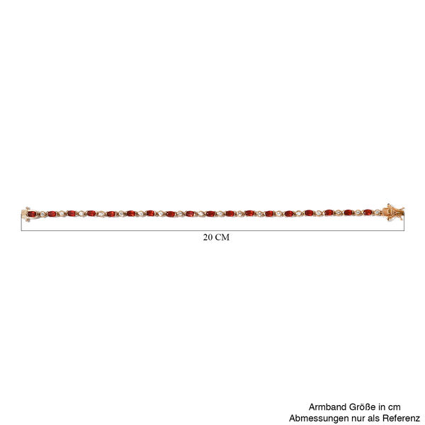 Mexikanischer Kirschfeuer-Opal und Zirkon Armband 19 cm 925 Silber Gelbgold-&Uuml;berzug ca. 4,01 ct image number 5