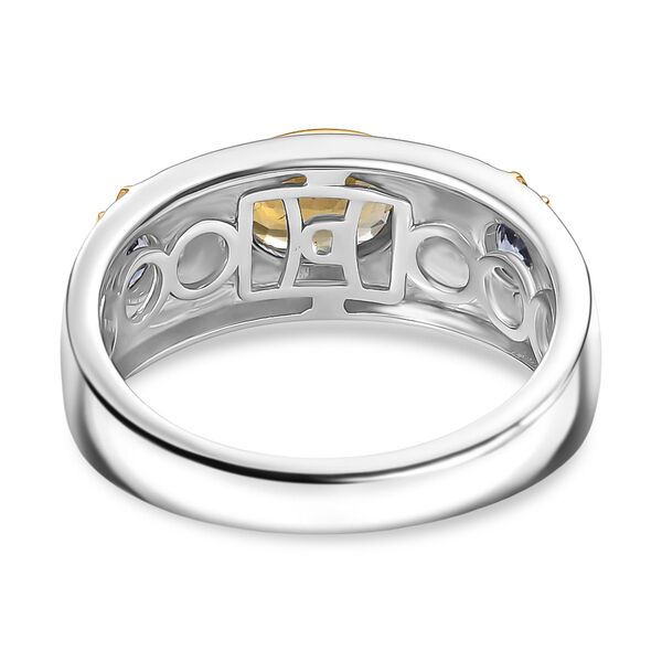 D'Joy goldener Tansanit und lila Tansanit zweifrabiger Ring und Anhänger mit 50cm Kette image number 13