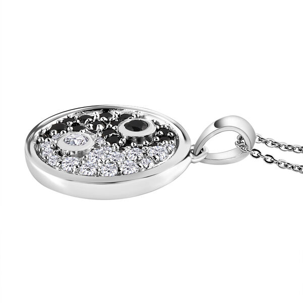 Weißer Zirkon und schwarzer Spinell Anhänger mit Kette, 925 Silber platiniert ca. 2,12 ct image number 4