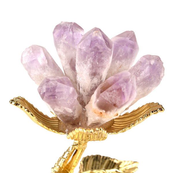 Kristallbl&uuml;ten Dekofigur mit goldfarbenem Metallsockel, Lila image number 3
