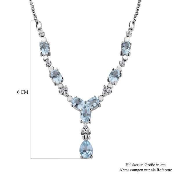Himmelblaue Topas und Zikron Halskette, 45 cm - 5 ct. image number 6