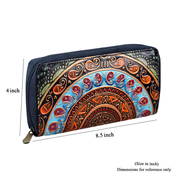 Handbemalte Leder Geldb&ouml;rse RFID, Navy, 22.8 x 2.5 x 12.7 cm image number 10