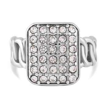 Wei&szlig;er Kristall Ring Reiner Edelstahl (Gr&ouml;&szlig;e 16.00)