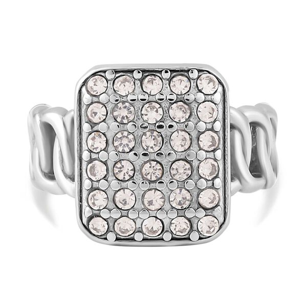 Wei&szlig;er Kristall Ring Reiner Edelstahl (Gr&ouml;&szlig;e 16.00) image number 3