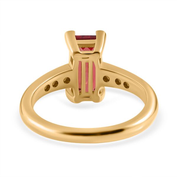 Lab Created Padparadscha-Saphir, Weißer Zirkon Ring 925 Silber Gelbgold Vermeil (Größe 18.00) ca. 2.44 ct image number 6