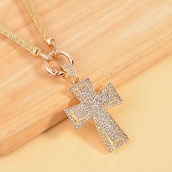 Kreuz Wei&szlig;e Kristall Halskette, ca. 50 cm