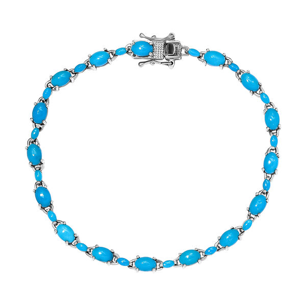 Amerikanischer, Nat&uuml;rlicher Sleeping Beauty T&uuml;rkis Armband, ca. 20 cm, 925 Silber platiniert ca. 11.23 ct